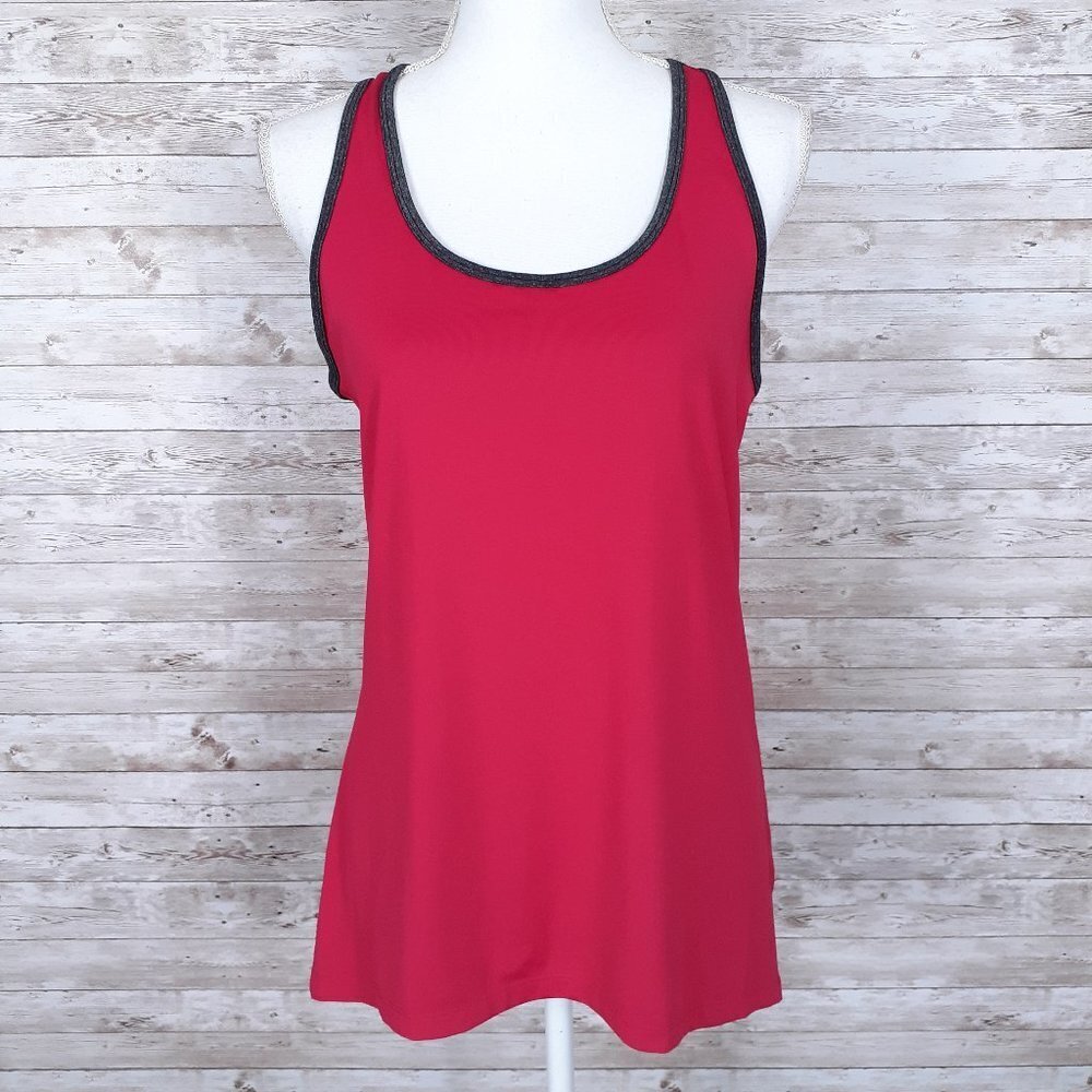 Xersion Quick Dri Tank L Racer Back Workout Pink Gray 306A